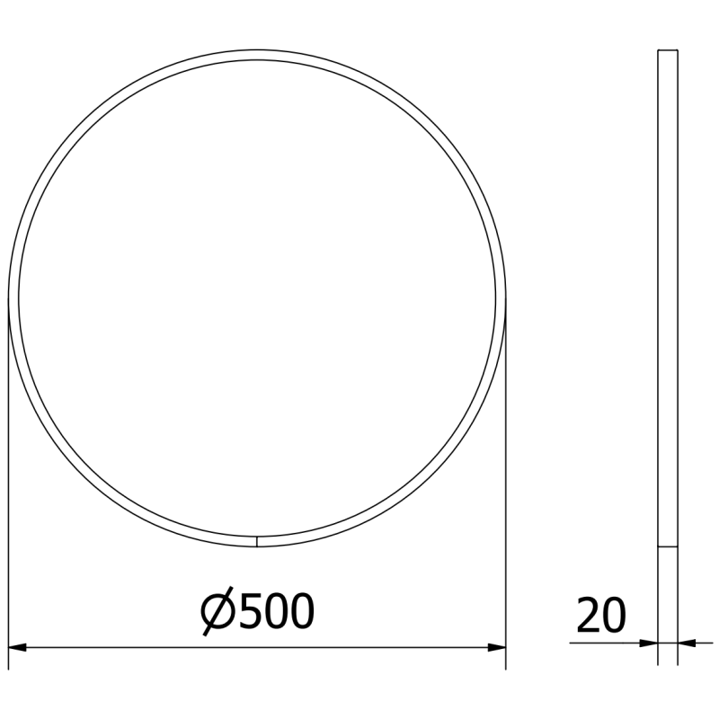 Mexen Loft miroir de salle de bain rond 50 cm, cadre doré - 9850-050-050-000-50