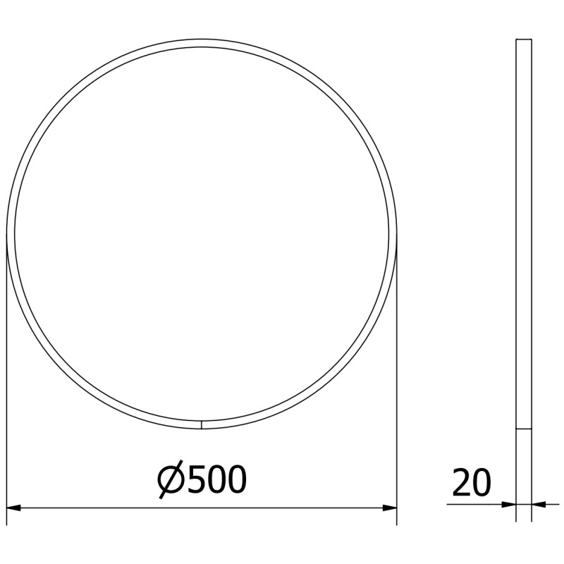 Mexen Loft miroir de salle de bains rond 50 cm, cadre doré brossé - 9850-050-050-000-50