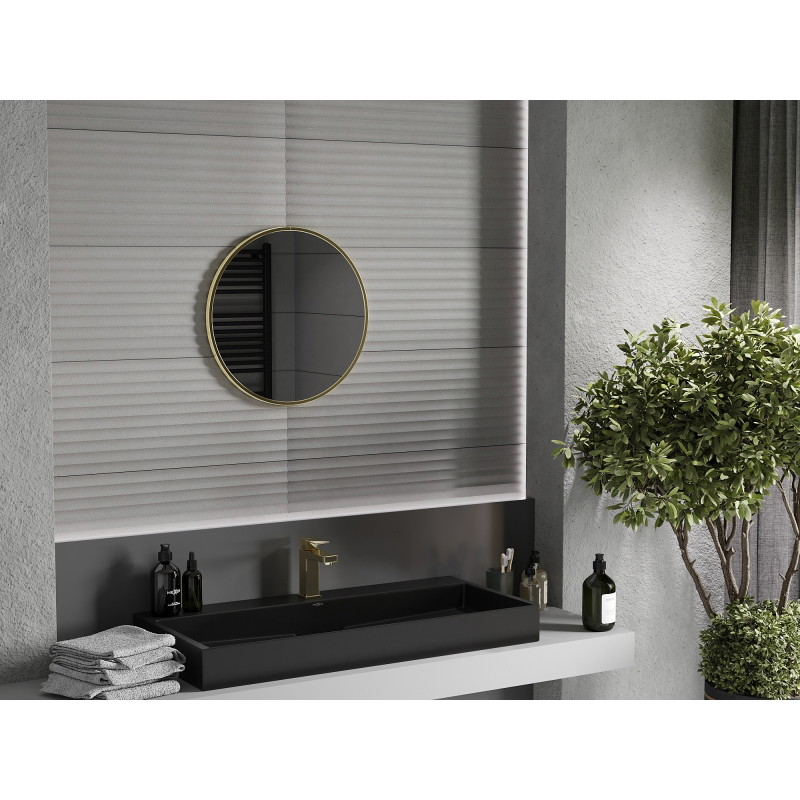 Mexen Loft miroir de salle de bains rond 55 cm, cadre doré - 9850-055-055-000-50