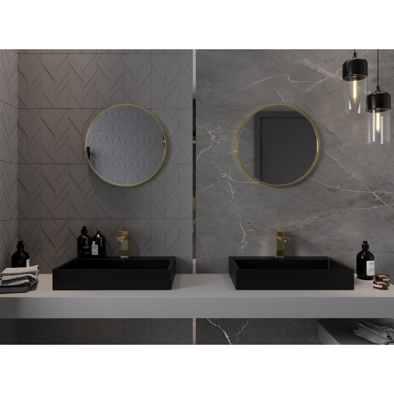 Mexen Loft miroir de salle de bain rond 55 cm, cadre doré - 9850-055-055-000-50