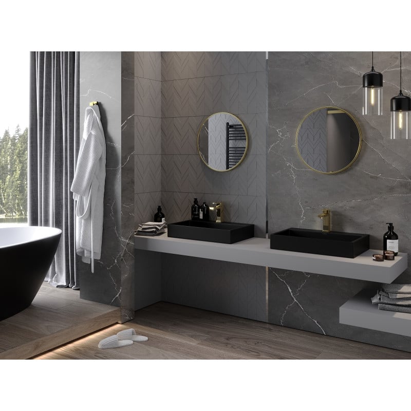 Mexen Loft miroir de salle de bain rond 55 cm, cadre doré - 9850-055-055-000-50