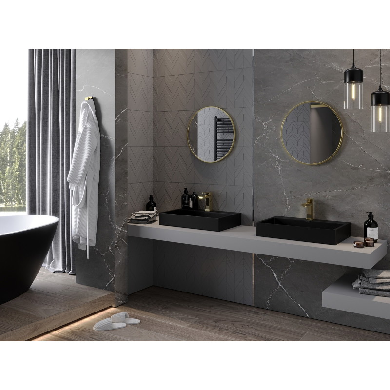 Mexen Loft miroir de salle de bains rond 55 cm, cadre doré - 9850-055-055-000-50