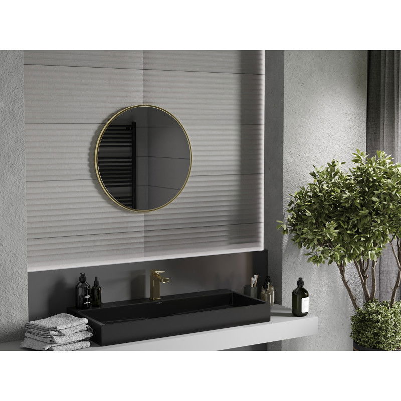 Mexen Loft miroir de salle de bain rond 60 cm, cadre doré - 9850-060-060-000-50