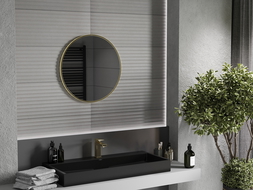 Miroir de salle de bain rond Mexen Loft 60 cm, cadre doré - 9850-060-060-000-50
