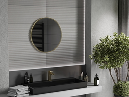 Mexen Loft miroir de salle de bain rond 65 cm, cadre doré - 9850-065-065-000-50