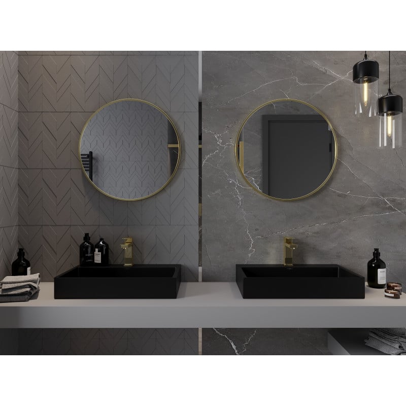 Mexen Loft miroir de salle de bain rond 65 cm, cadre doré - 9850-065-065-000-50