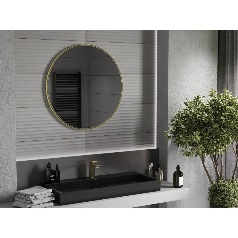 Mexen Loft miroir de salle de bain rond 80 cm, cadre doré - 9850-080-080-000-50