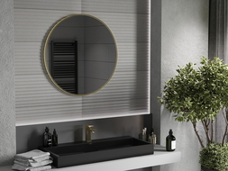 Mexen Loft miroir de salle de bain rond 80 cm, cadre doré - 9850-080-080-000-50