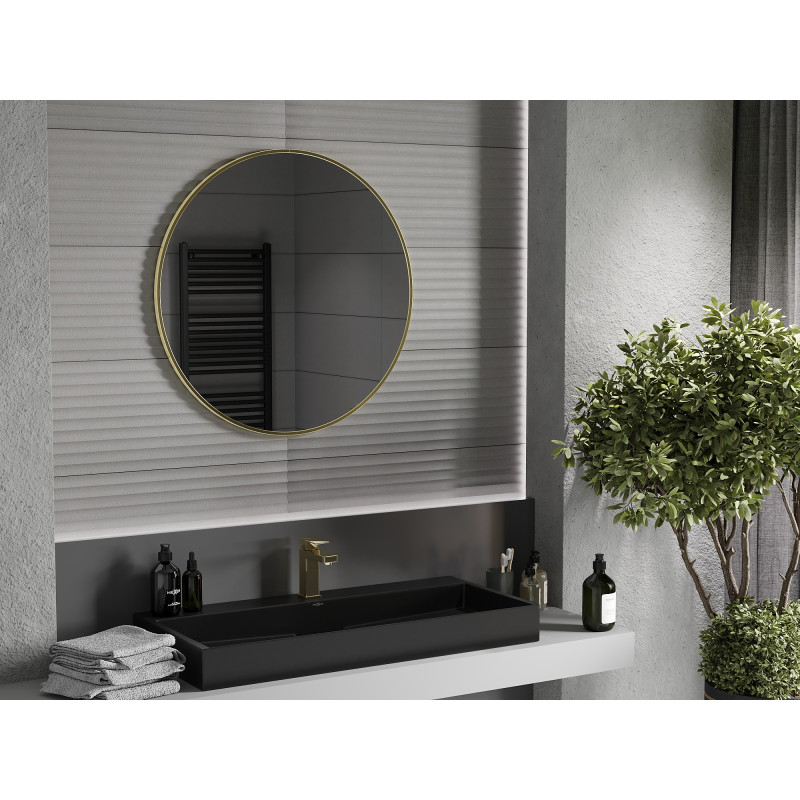 Mexen Loft miroir de salle de bain rond 85 cm, cadre doré - 9850-085-085-000-50