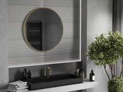 Mexen Loft miroir de salle de bain rond 85 cm, cadre doré - 9850-085-085-000-50