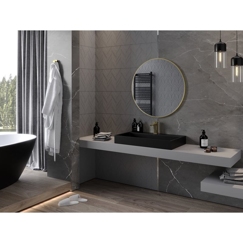 Mexen Loft miroir de salle de bain rond 85 cm, cadre doré - 9850-085-085-000-50
