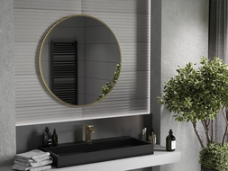 Mexen Loft miroir de salle de bain rond 90 cm, cadre doré - 9850-090-090-000-50