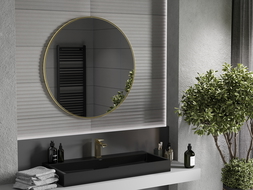 Mexen Loft miroir de salle de bain rond 95 cm, cadre doré - 9850-095-095-000-50