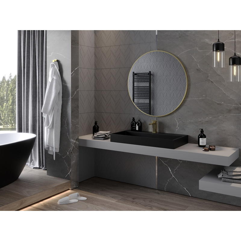 Mexen Loft miroir de salle de bain rond 95 cm, cadre doré - 9850-095-095-000-50