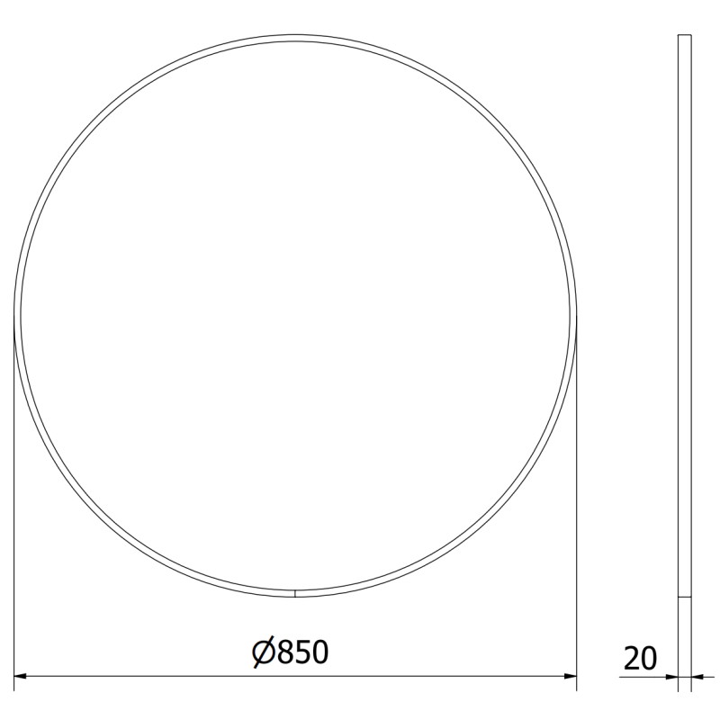 Mexen Loft miroir de salle de bains rond 85 cm, cadre doré brossé - 9850-085-085-000-50