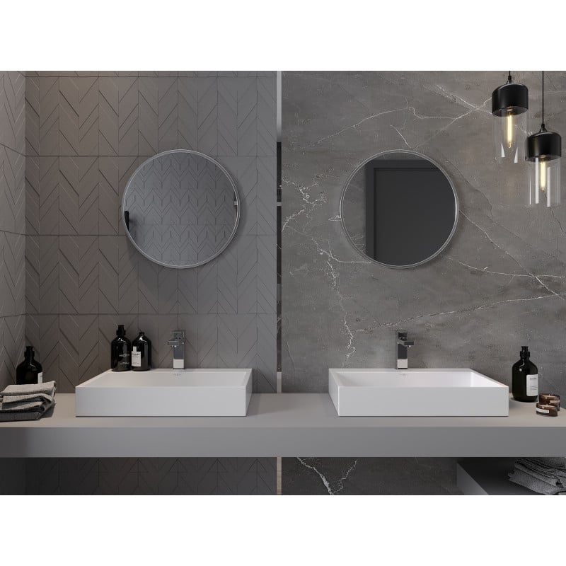 Mexen Loft miroir de salle de bain rond 30 cm, cadre inox - 9850-030-030-000-10