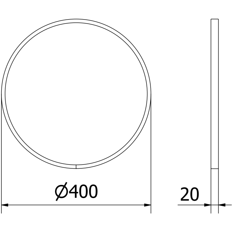 Mexen Loft miroir de salle de bain rond 40 cm, cadre inox - 9850-040-040-000-10