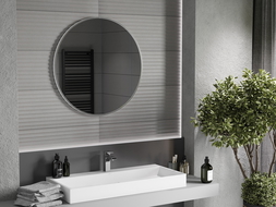 Mexen Loft miroir de salle de bain rond 80 cm, cadre inox - 9850-080-080-000-10