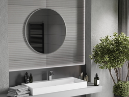 Mexen Loft miroir rond pour salle de bain 80 cm, cadre inox - 9850-080-080-000-10