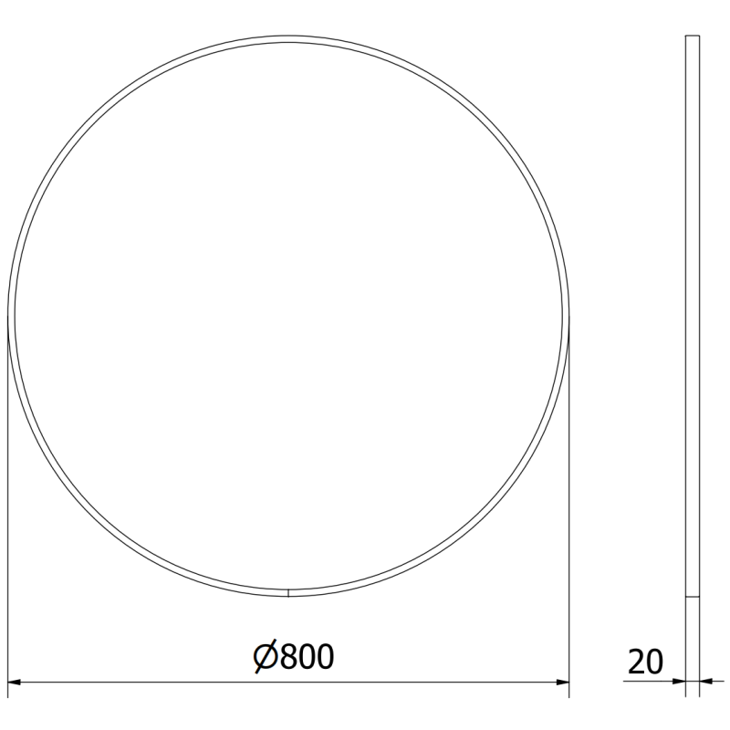Mexen Loft miroir de salle de bain rond 80 cm, cadre inox - 9850-080-080-000-10