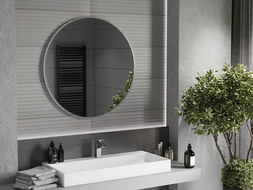 Mexen Loft miroir de salle de bains rond 90 cm, cadre inox - 9850-090-090-000-10