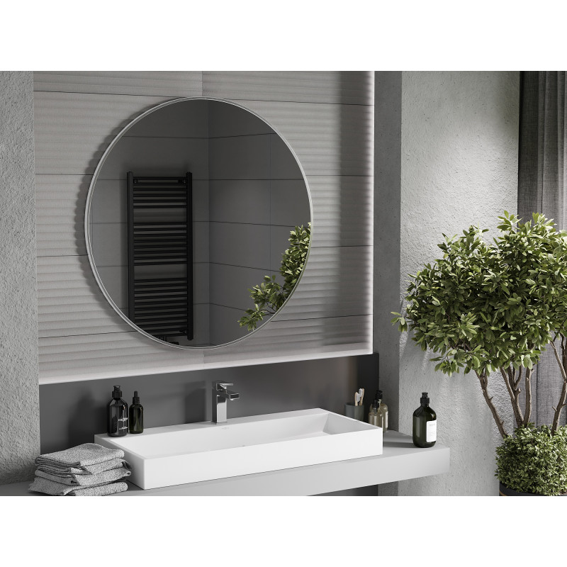 Mexen Loft miroir de salle de bain rond 100 cm, cadre inox - 9850-100-100-000-10