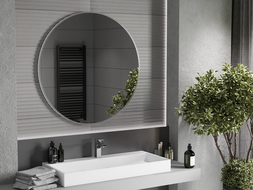Mexen Loft miroir de salle de bains rond 100 cm, cadre inox - 9850-100-100-000-10