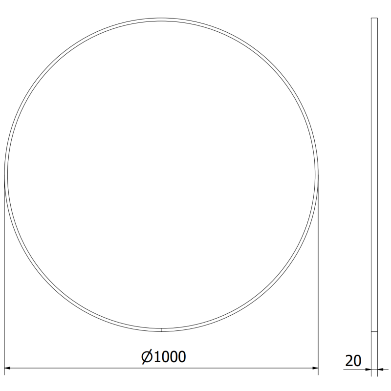 Mexen Loft miroir de salle de bain rond 100 cm, cadre inox - 9850-100-100-000-10
