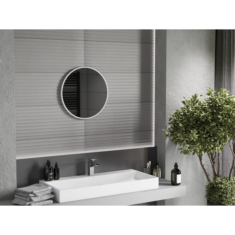Mexen Loft miroir de salle de bain rond 30 cm, cadre blanc - 9850-030-030-000-20