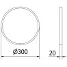 Mexen Loft miroir de salle de bain rond 30 cm, cadre blanc - 9850-030-030-000-20