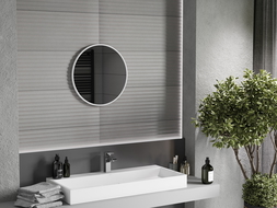 Mexen Loft miroir de salle de bain rond 50 cm, cadre blanc - 9850-050-050-000-20