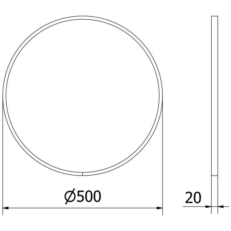 Mexen Loft miroir de salle de bain rond 50 cm, cadre blanc - 9850-050-050-000-20