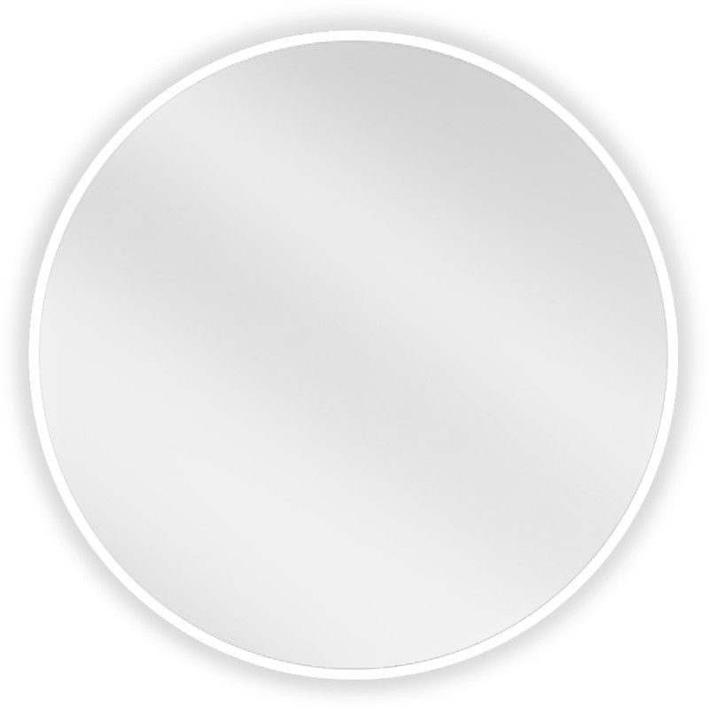Mexen Loft miroir de salle de bain rond 60 cm, cadre blanc - 9850-060-060-000-20