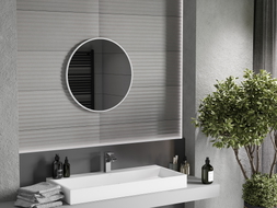 Mexen Loft miroir de salle de bains rond 60 cm, cadre blanc - 9850-060-060-000-20