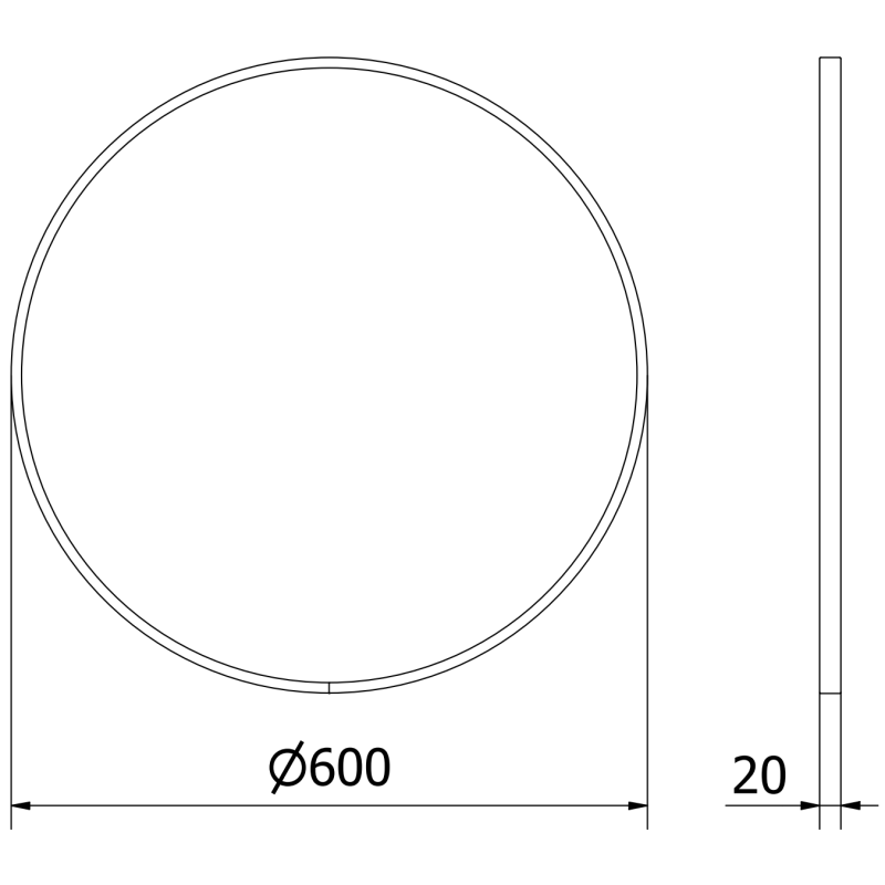 Mexen Loft miroir de salle de bain rond 60 cm, cadre blanc - 9850-060-060-000-20