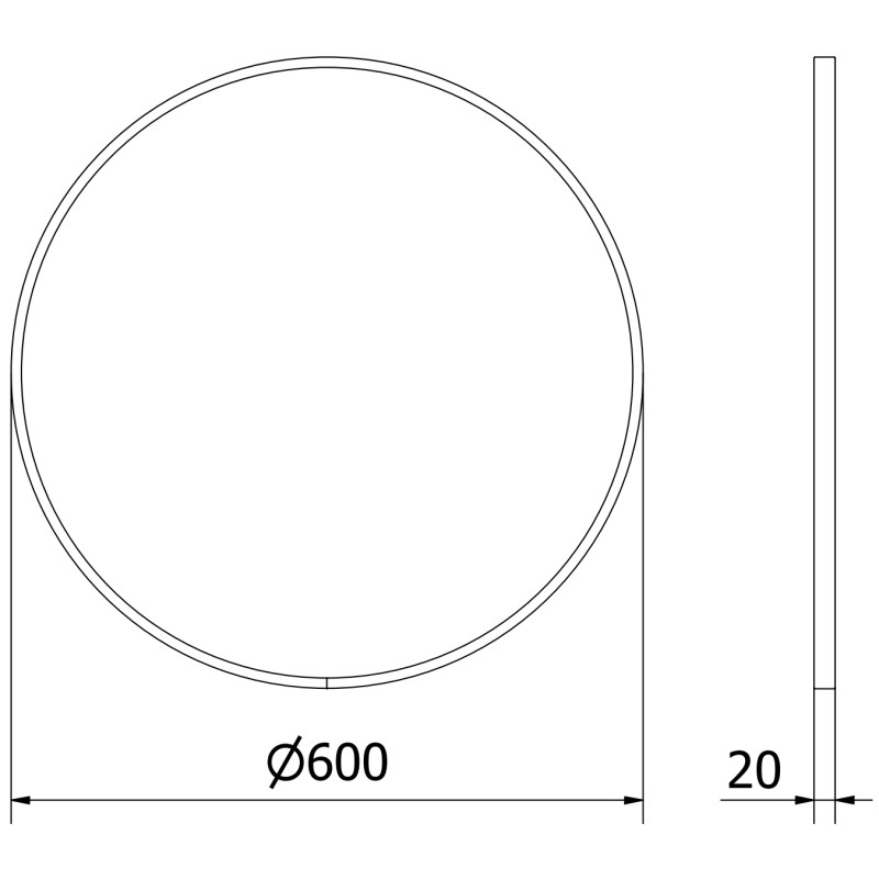Mexen Loft miroir de salle de bains rond 60 cm, cadre blanc - 9850-060-060-000-20