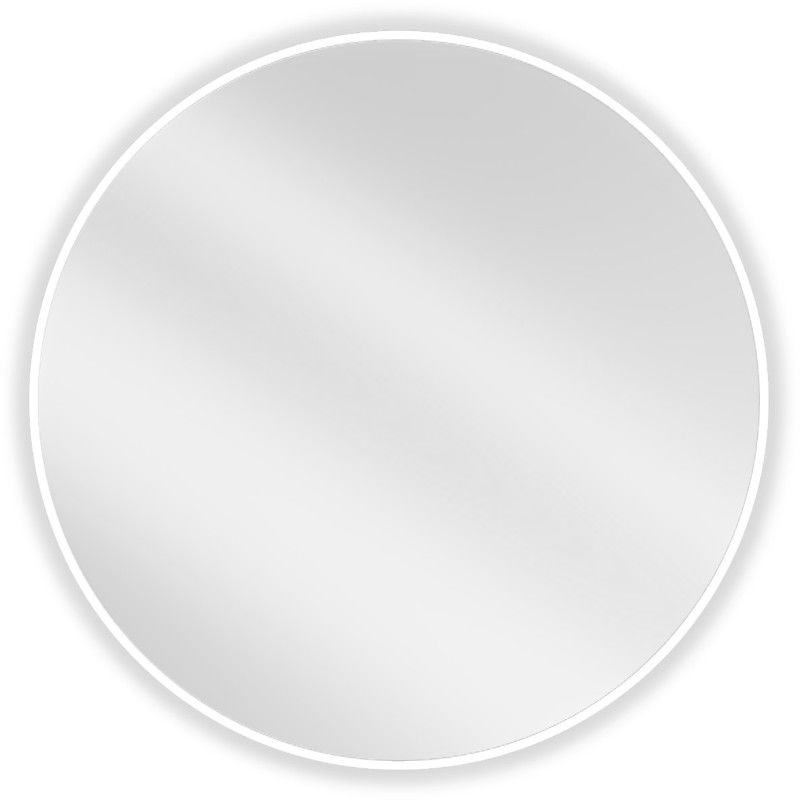 Mexen Loft miroir de salle de bain rond 80 cm, cadre blanc - 9850-080-080-000-20