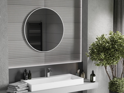 Mexen Loft miroir de salle de bain rond 80 cm, cadre blanc - 9850-080-080-000-20