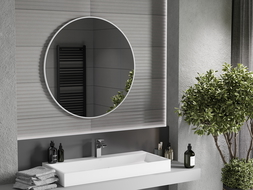 Mexen Loft miroir de salle de bain rond 90 cm, cadre blanc - 9850-090-090-000-20
