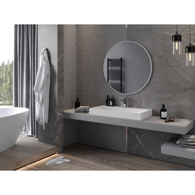 Mexen Loft miroir de salle de bain rond 90 cm, cadre blanc - 9850-090-090-000-20