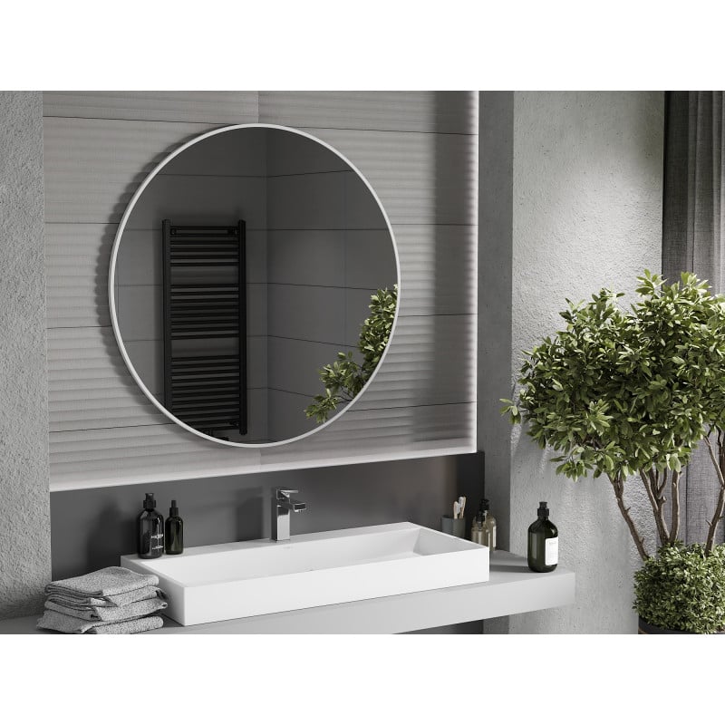 Mexen Loft miroir de salle de bain rond 100 cm, cadre blanc - 9850-100-100-000-20
