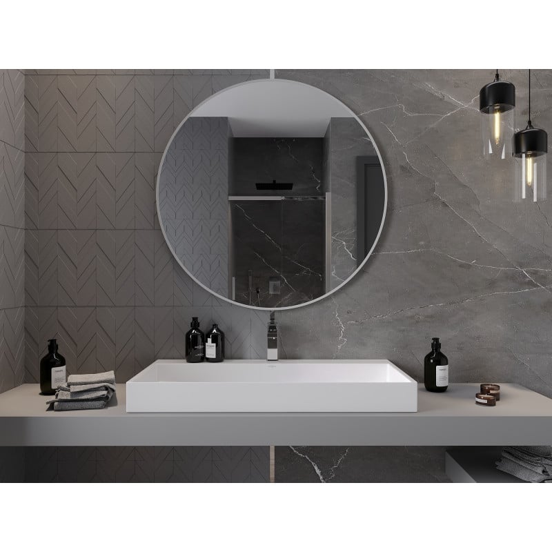 Mexen Loft miroir de salle de bain rond 100 cm, cadre blanc - 9850-100-100-000-20
