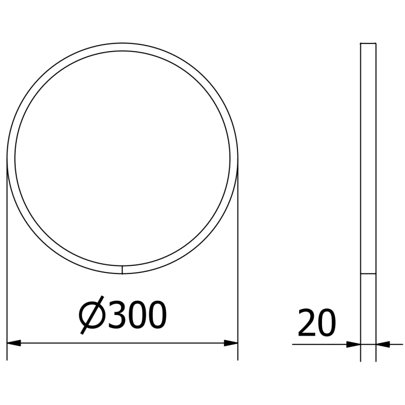 Mexen Loft miroir de salle de bain rond 30 cm, cadre noir - 9850-030-030-000-70