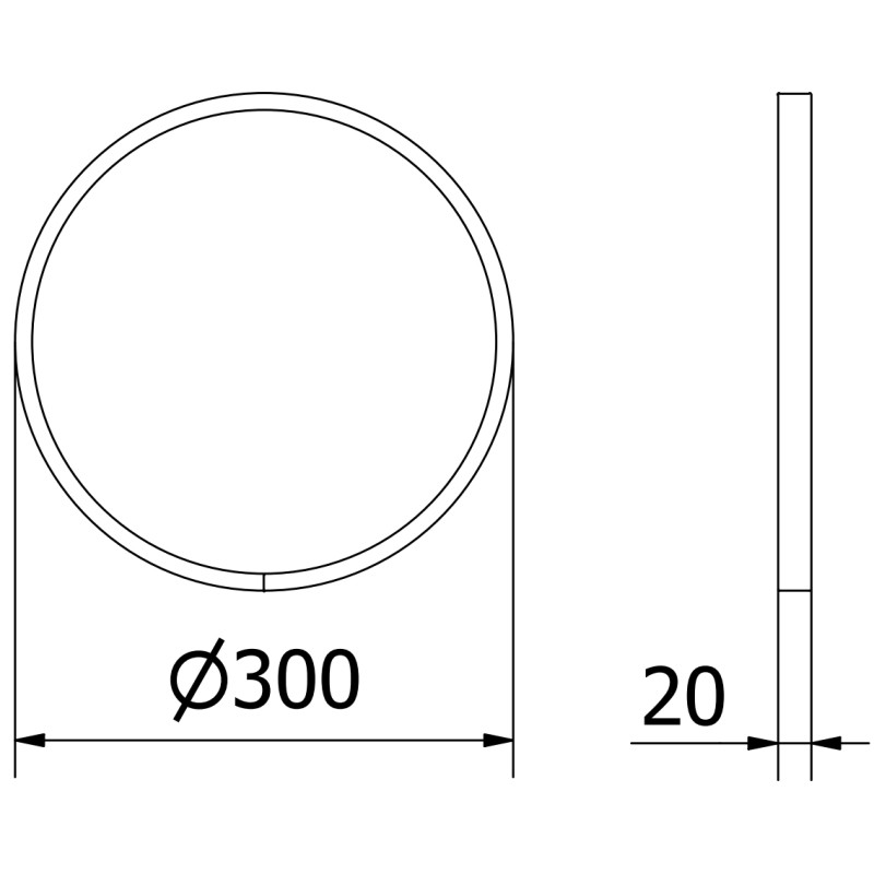 Mexen Loft miroir de salle de bains rond 30 cm, cadre noir - 9850-030-030-000-70