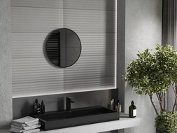 Mexen Loft miroir de salle de bain rond 35 cm, cadre noir - 9850-035-035-000-70