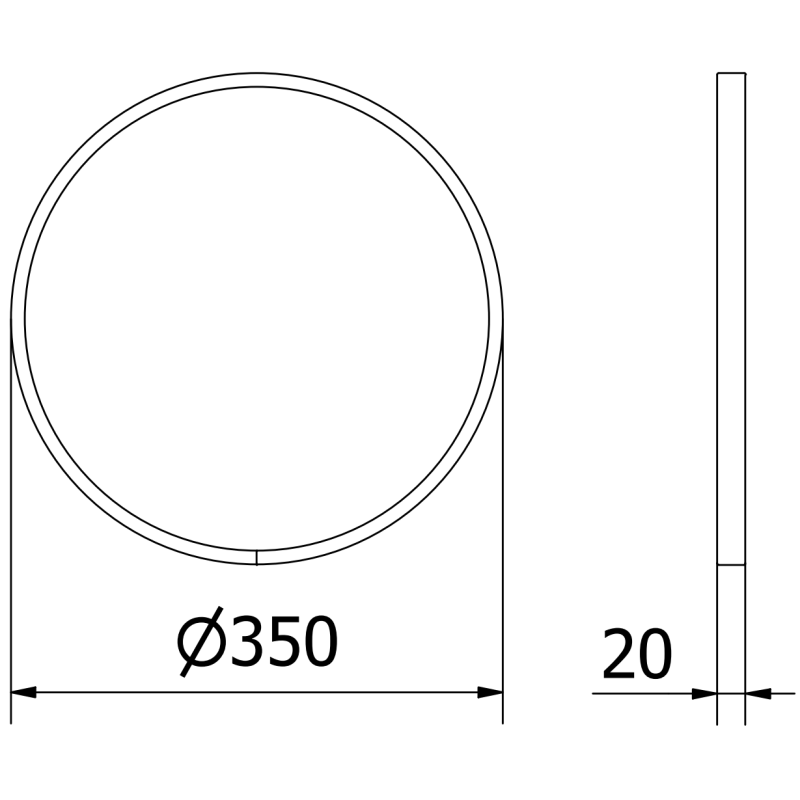 Mexen Loft miroir de salle de bain rond 35 cm, cadre noir - 9850-035-035-000-70