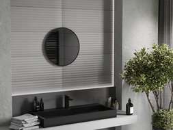 Mexen Loft miroir de salle de bain rond 40 cm, cadre noir - 9850-040-040-000-70