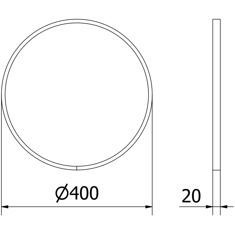 Mexen Loft miroir de salle de bain rond 40 cm, cadre noir - 9850-040-040-000-70