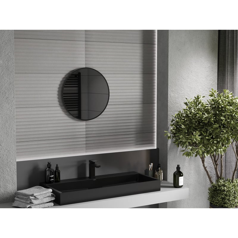 Mexen Loft miroir de salle de bain rond 45 cm, cadre noir - 9850-045-045-000-70