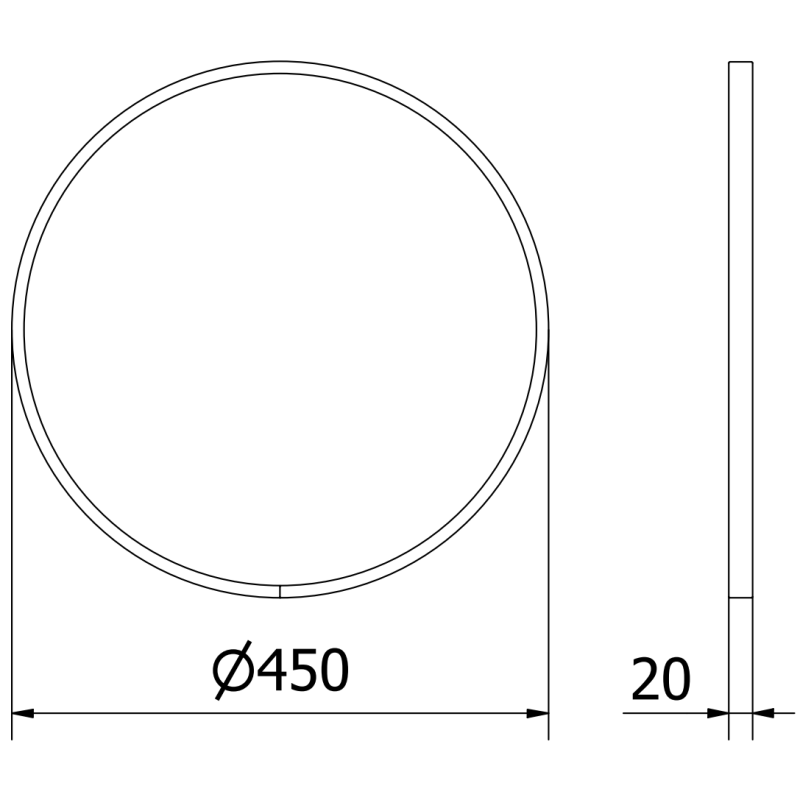 Mexen Loft miroir de salle de bain rond 45 cm, cadre noir - 9850-045-045-000-70